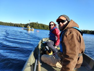 Field technicians on Crampton Lake